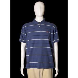 Vintage Nautica Cotton Blue Striped True Deck Polo Shirt Men's Size XL Maritime